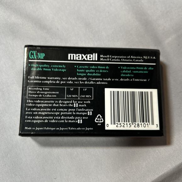 NOS - Factory Sealed MAXELL 8 mm Blank Video Tape (120 GX MP) Free Shipping. - Picture 4 of 5